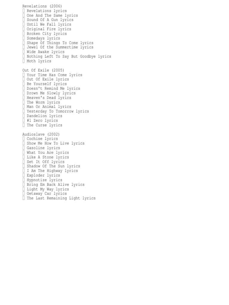 Audioslave Txt audioslave txt