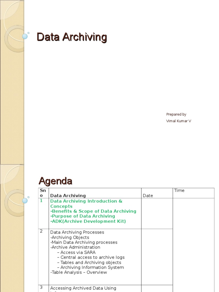 SAP Data Archiving Overview and Processes | PDF | Databases | Database ...