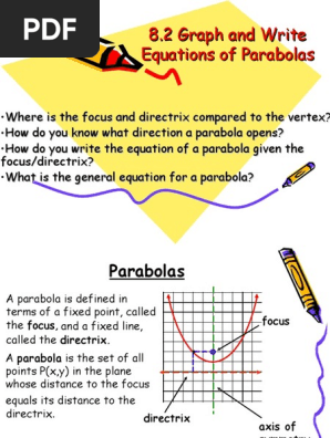 8 2 Graph And Write Equations Of Parabolas Analytic Geometry Geometry
