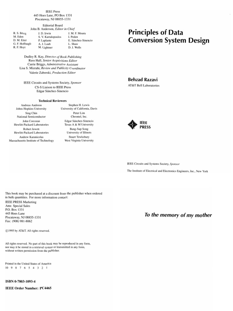 (Ravazi) Principles of Data Conversion System Design | PDF