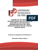 Proyecto Diseño de Un Sistema Automatizado Que Optimice La Gestión de Los Procesos Administrativos Del Área Servicios Médicos Del Centro Medico Mayo