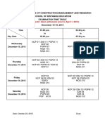 RCC-Dec2015-Exam Time Table - Old Scheme