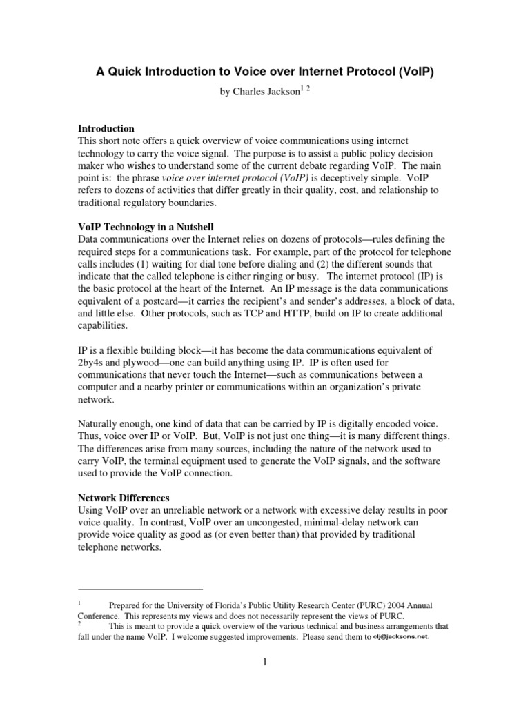 Overview of Voice over Internet Protocol (VoIP) | PDF | Voice Over Ip ...