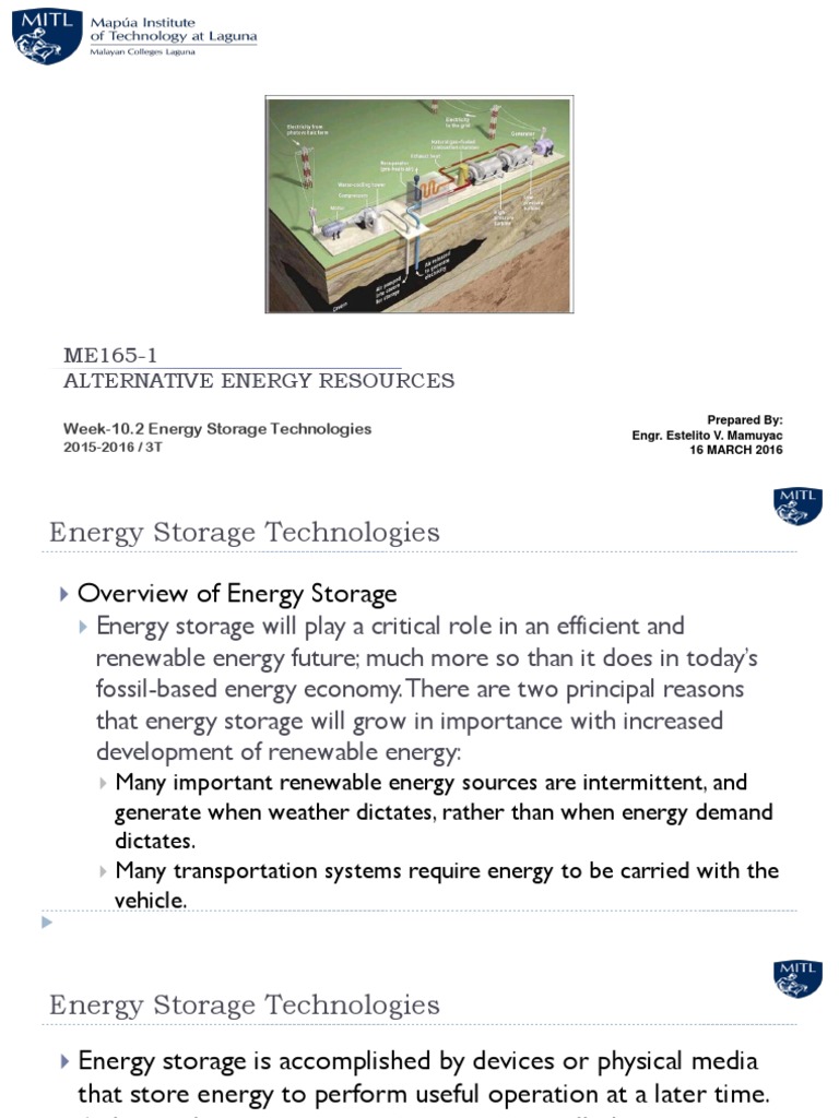 Energy Storage Technologies Overview | PDF | Energy Storage | Lithium ...