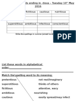 Spellings - Words Ending in - Ious