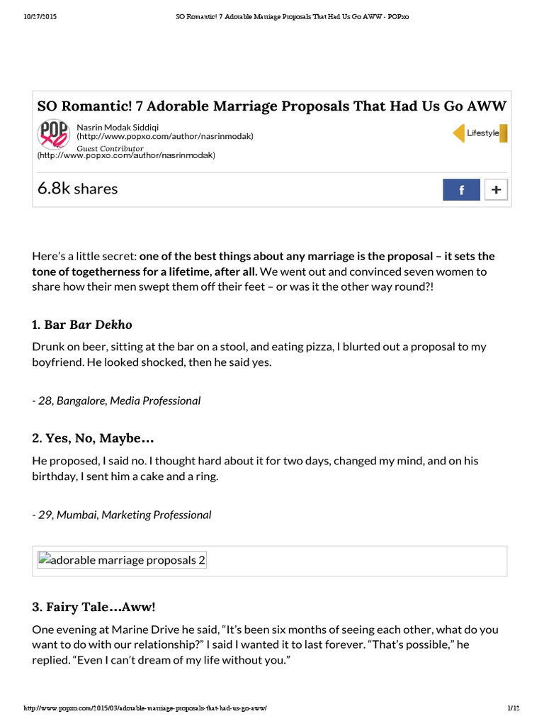 7 Adorable Marriage Proposals | PDF | Sports & Recreation | Social Science