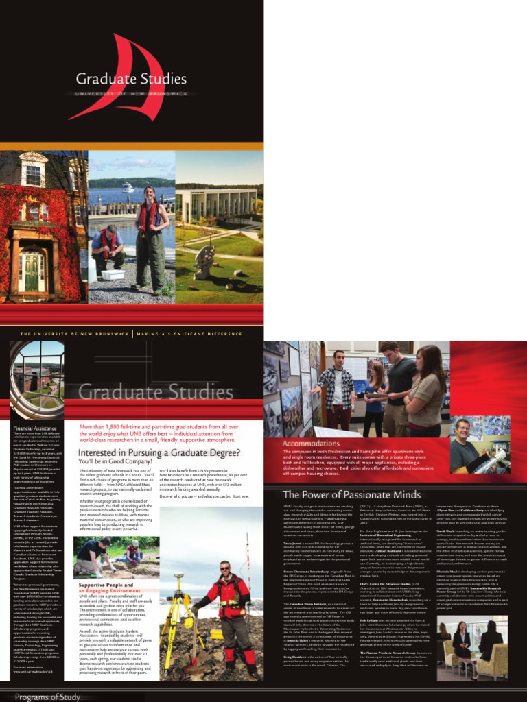 UNB Graduate Studies: Programs & Funding | PDF | Graduate School ...