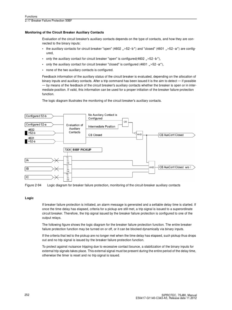 Monitoring of The Circuit Breaker Auxiliary Contacts: Functions 2.17 ...