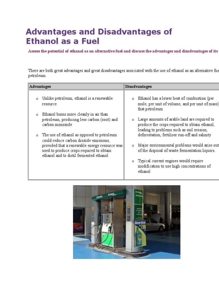 Advantages and Disadvantages of Ethanol As A Fuel PDF