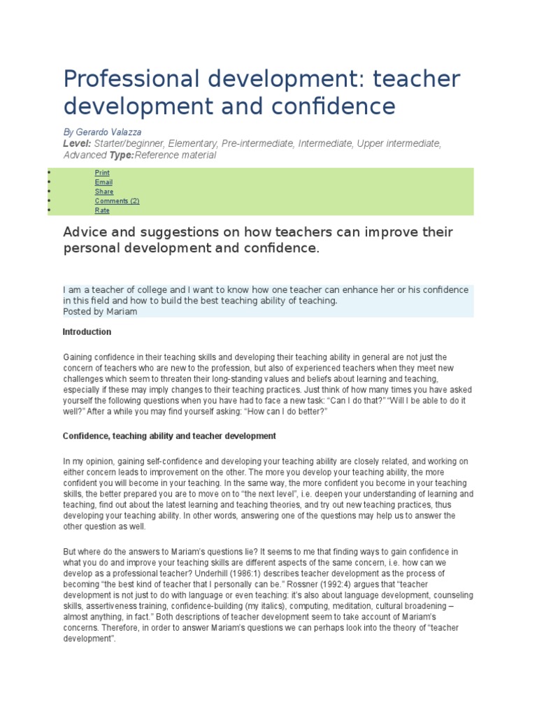 Professional Development | PDF | Teachers | English As A Second Or ...