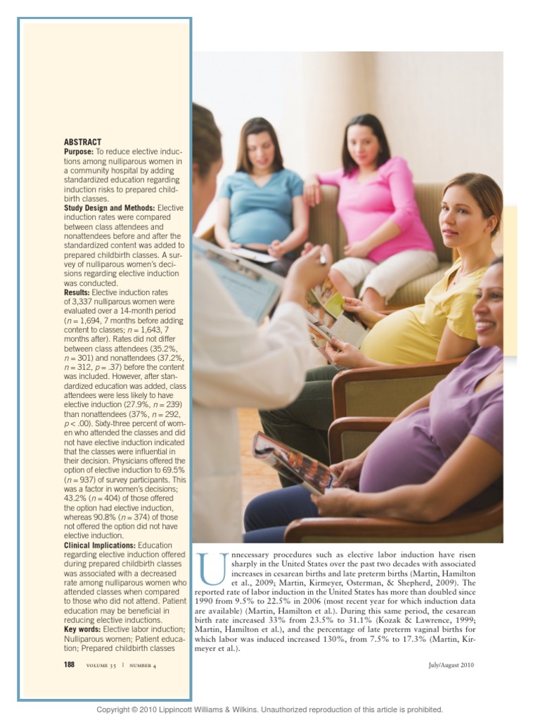 Patient Education to Reduce Elective Labor Inductions Childbirth