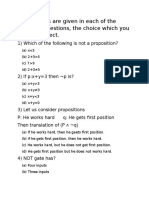 Four Options Are Given in Each of The Following Questions, The Choice Which You Think Is Correct