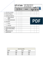 Check List of Cable Tray Erection