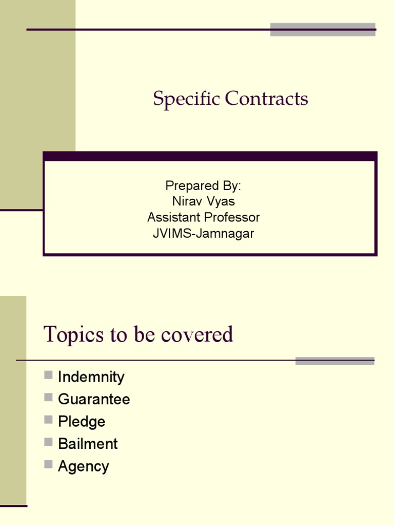 Special Contracts | PDF | Law Of Agency | Guarantee