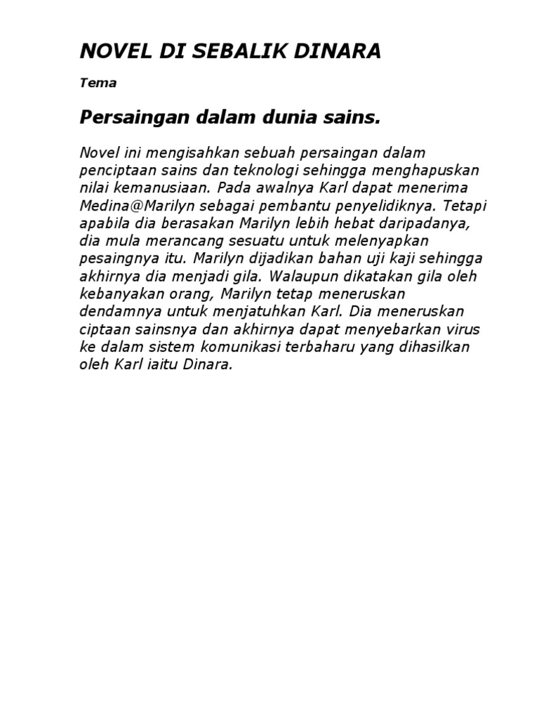 Contoh Soalan Tema Novel Di Sebalik Dinara - Selangor k Contoh Soalan Tema Novel Di Sebalik Dinara - Selangor k