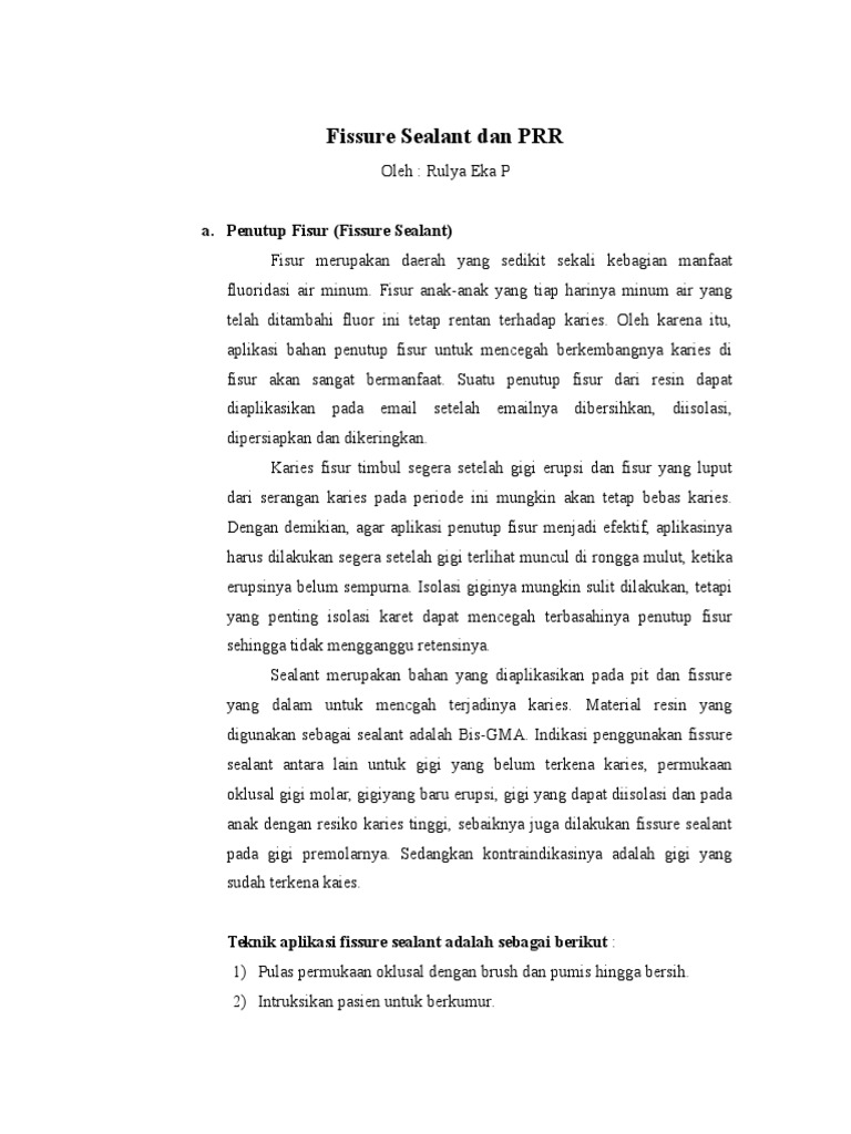 Fissure Sealant Dan PRR PDF