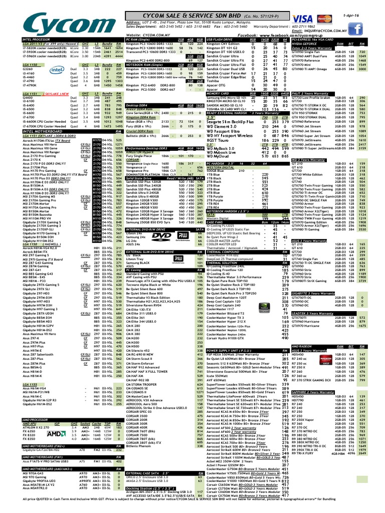 Pricelist01 Merged | PDF | Computers | Technology & Engineering