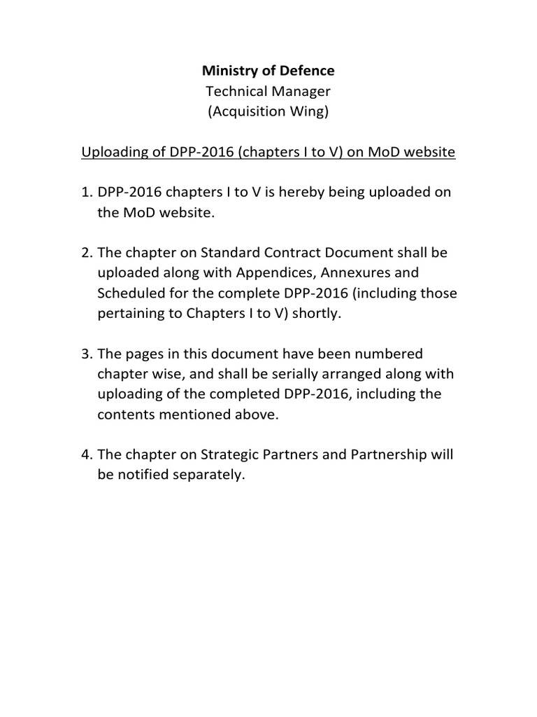DPP-2016 Upload on MoD Website | PDF | Request For Proposal | Request ...
