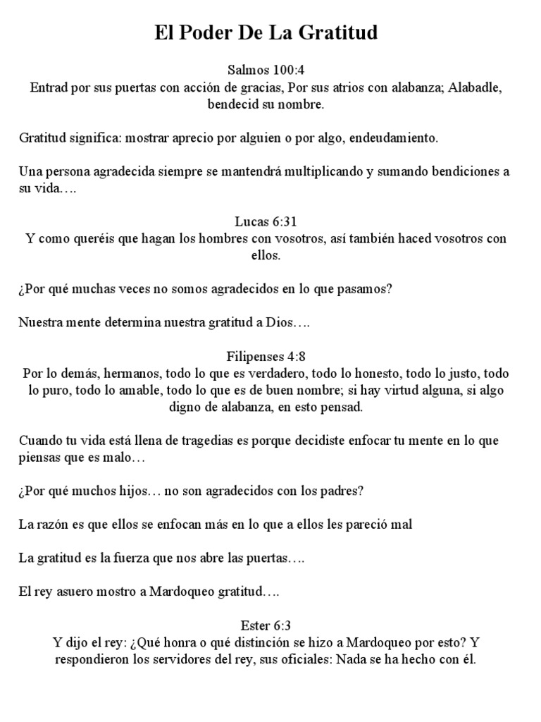 El Poder de La Gratitud | PDF | Gratitud | Jesús