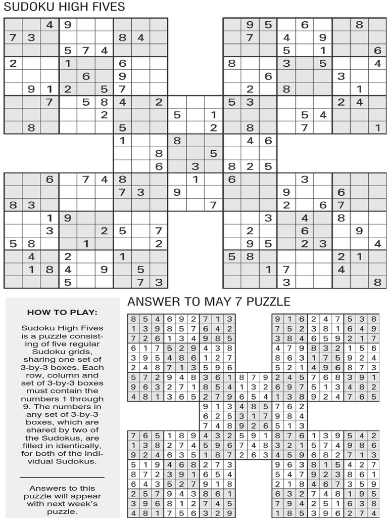 printable sudoku high five may 14