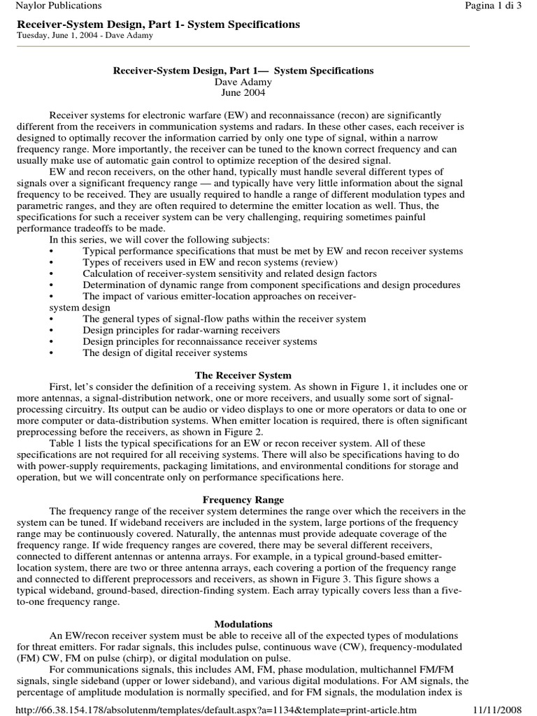 Receiver System Design 1 Pdf Frequency Modulation Modulation
