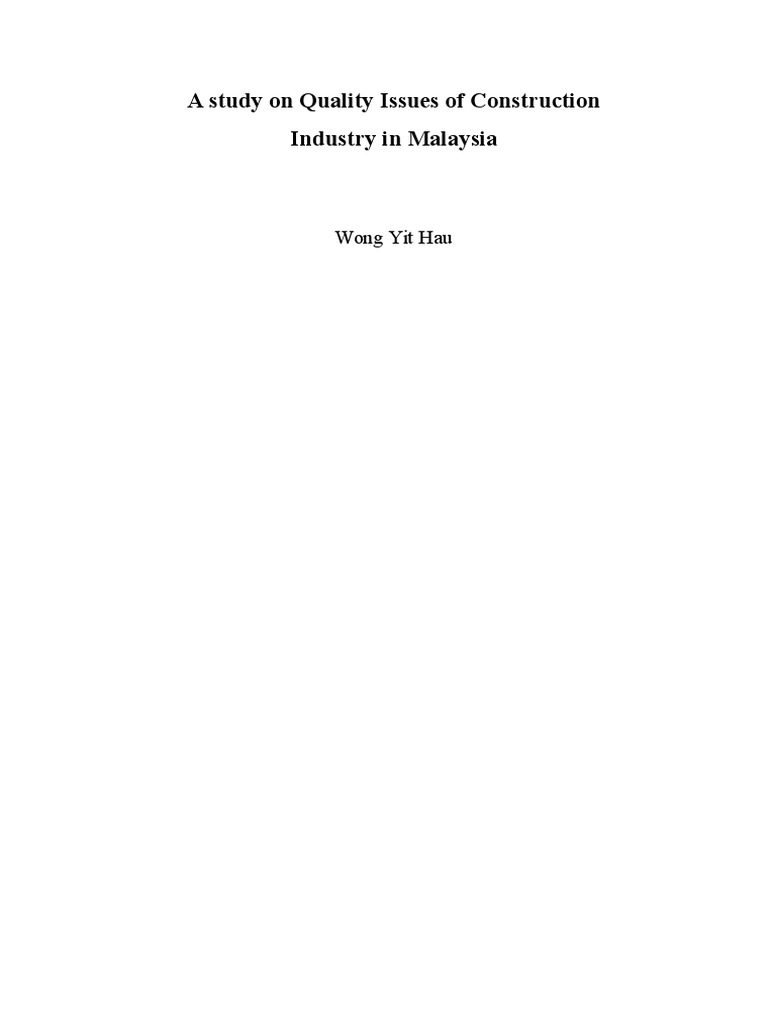 Quality Challenges in Malaysia's Construction Industry | PDF | Quality ...