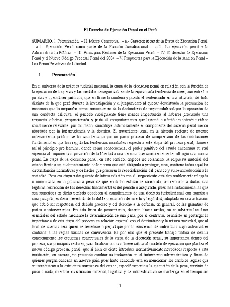 El Derecho de Ejecución Penal en El Perú | PDF | Pena capital | Derecho ...