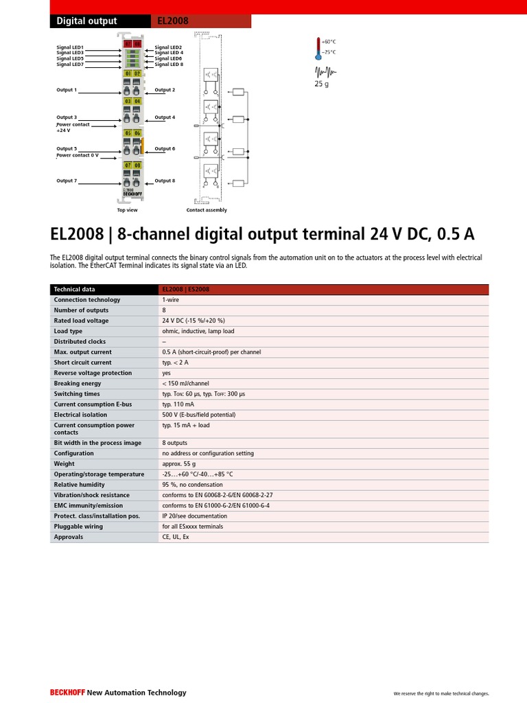EL2008 - 8-Channel Digital Output Terminal 24 V DC, 0.5 A | PDF ...