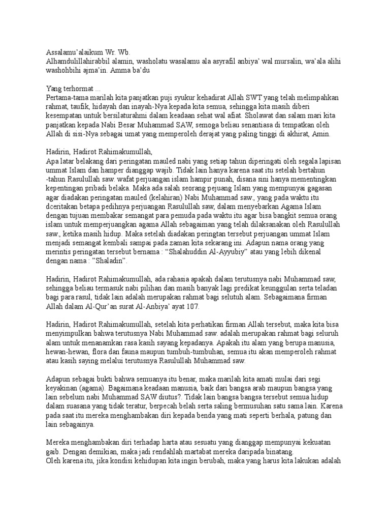 Contoh Pidato Maulid Nabi  PDF
