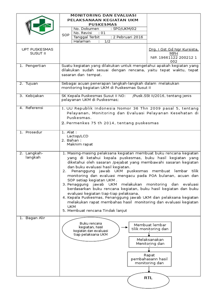 Sop Monitoring Pelaksanaan Pelayanan Laboratorium