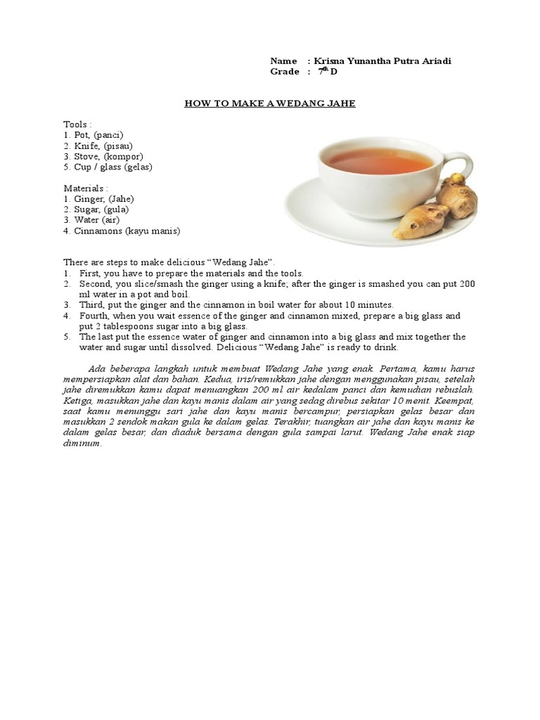 How To Make A Wedang Jahe