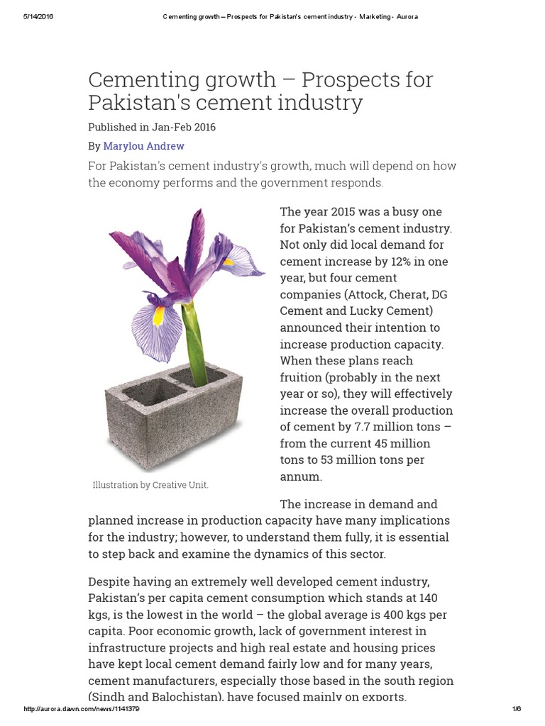 Pakistan Cement Industry Growth Prospects | PDF | Pakistan | Economic ...