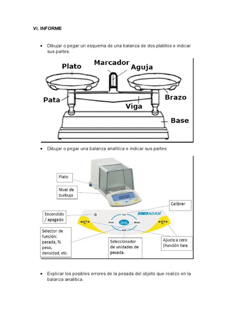 Dibujar o Pegar Un Esquema de Una Balanza de Dos Platillos e Indicar ...
