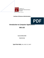 Introduction To Computer Applications MIS 103: Institute of Business Administration