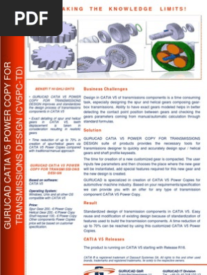 Gurucad Catia V5 Power Copy Transmissions Design En Pdf Transmission Mechanics Gear