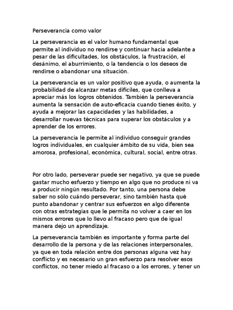 Valor y características de la perseverancia | PDF | Conflicto (proceso ...