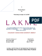 A Project Report On "Marketing Strategies of LAKME": Chaudhary Charan Singh University, Meerut