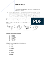 Elec102 Part I: Problem Sheet 1: V (T) (0.8sin (2