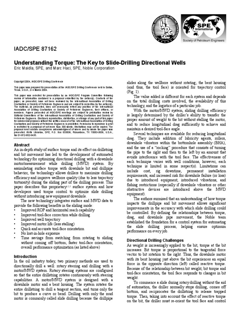Torque Pdf Pdf Drilling Rig Automation