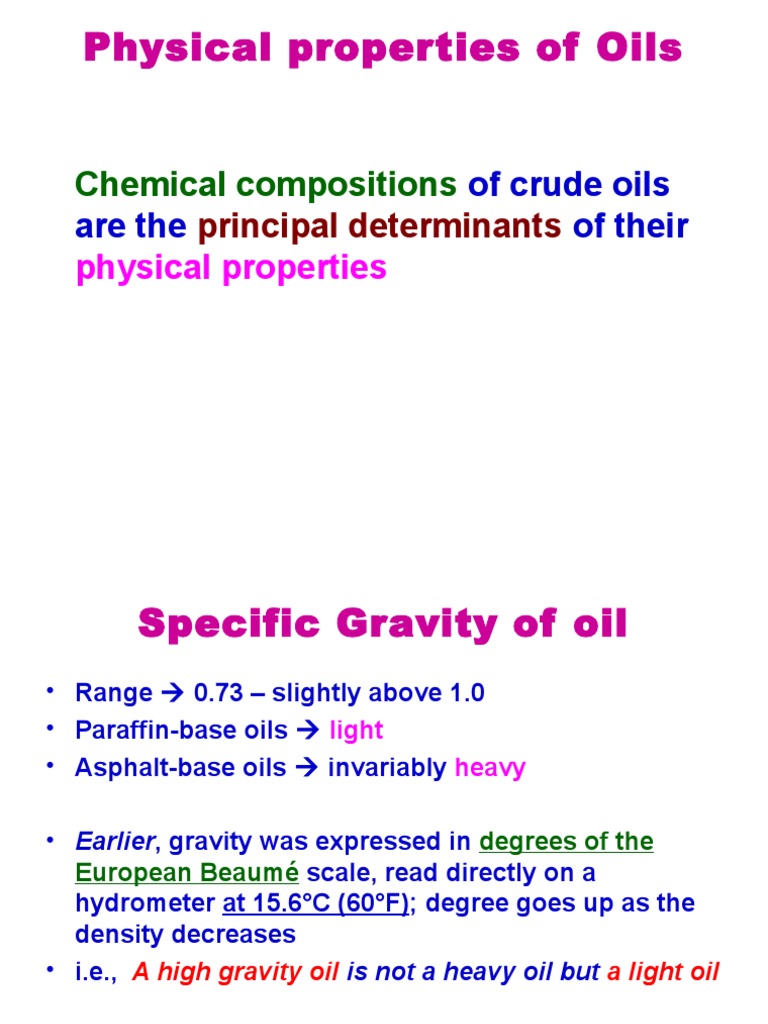 Physical Properties of Crude Oil | PDF | Petroleum | Viscosity