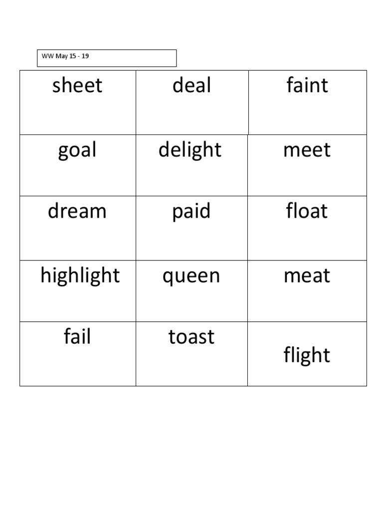 Spelling WW May 15 To 19 | PDF