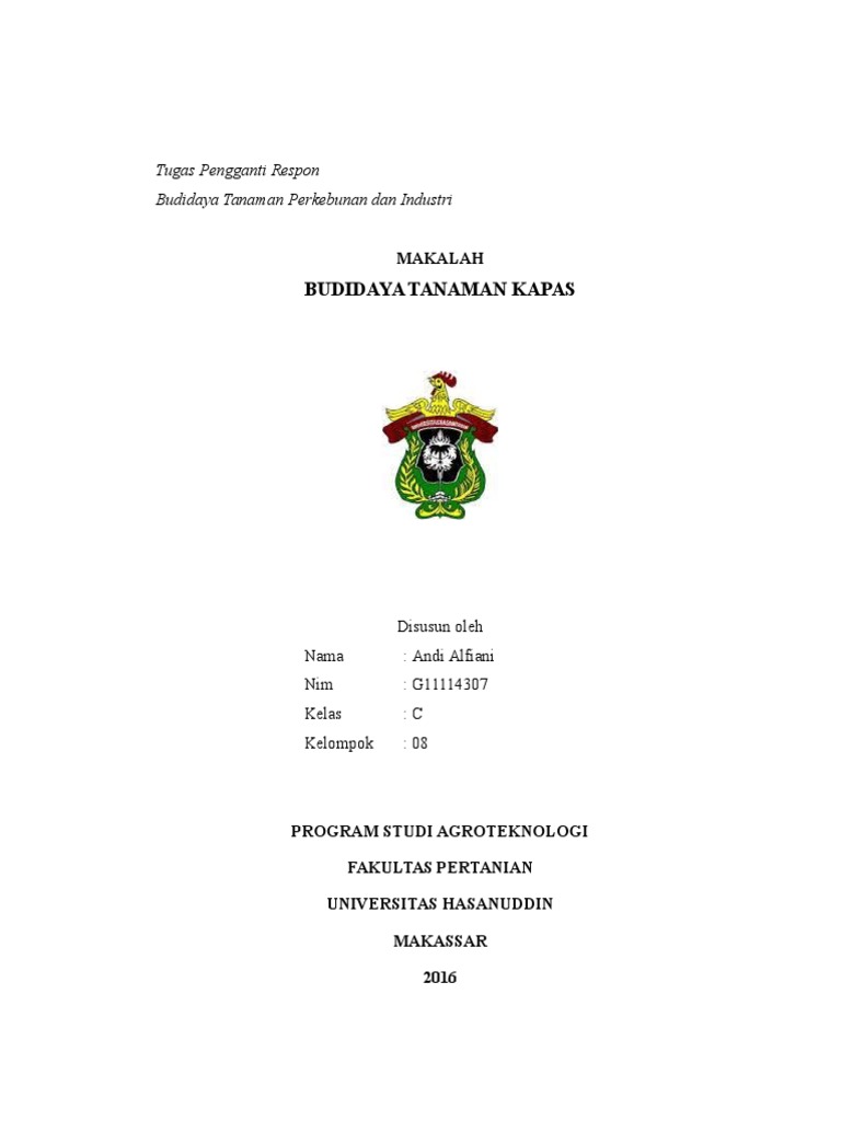 Budidaya Tanaman Kapas Tugas Pengganti Respon Budidaya  Budidaya Tanaman Kapas Tugas Pengganti Respon Budidaya