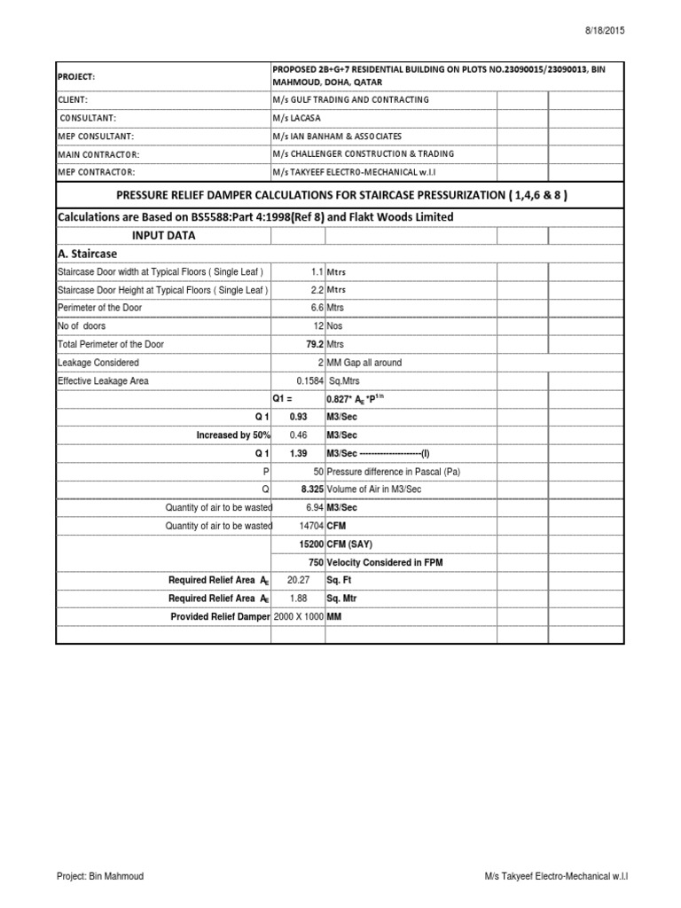 Staircase Pressurization Calculations | PDF | Business | Technology ...