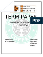 Term Paper: Business Values and Ethics (MGT-954)