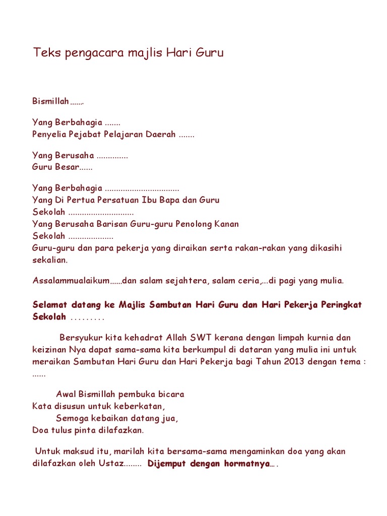 teks pengacara hari guru