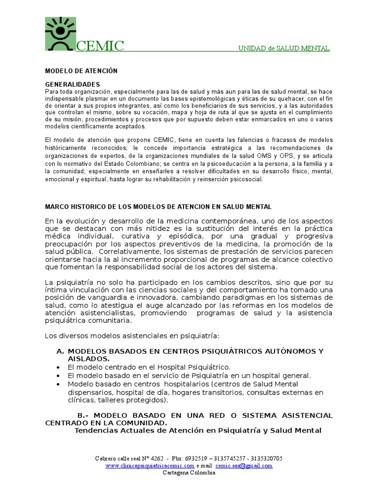 Modelo de Atencion en Salud Mental | PDF | Hospital | Salud mental