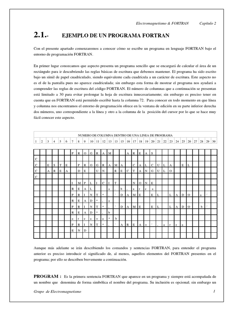 Ejemplo de Programa en FORTRAN | PDF | Compilador | Variable (informática)