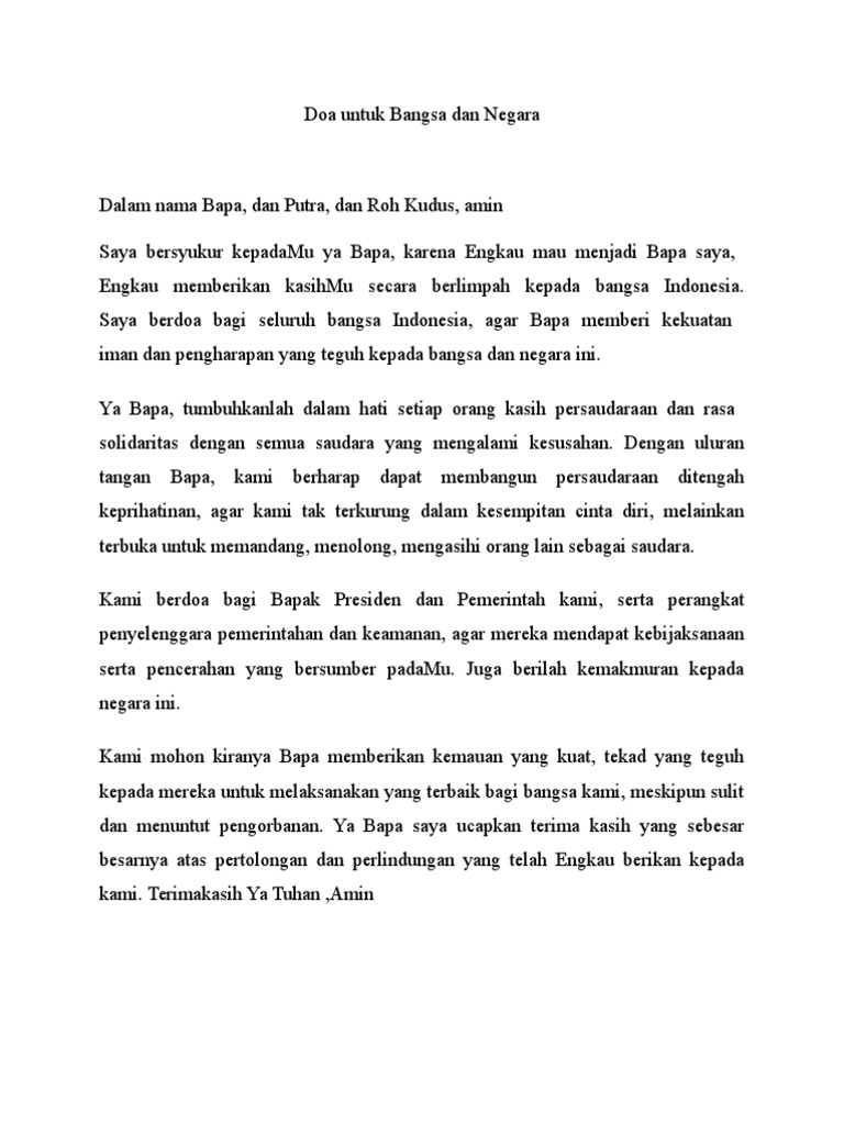 Doa untuk Bangsa dan Negara Indonesia | PDF