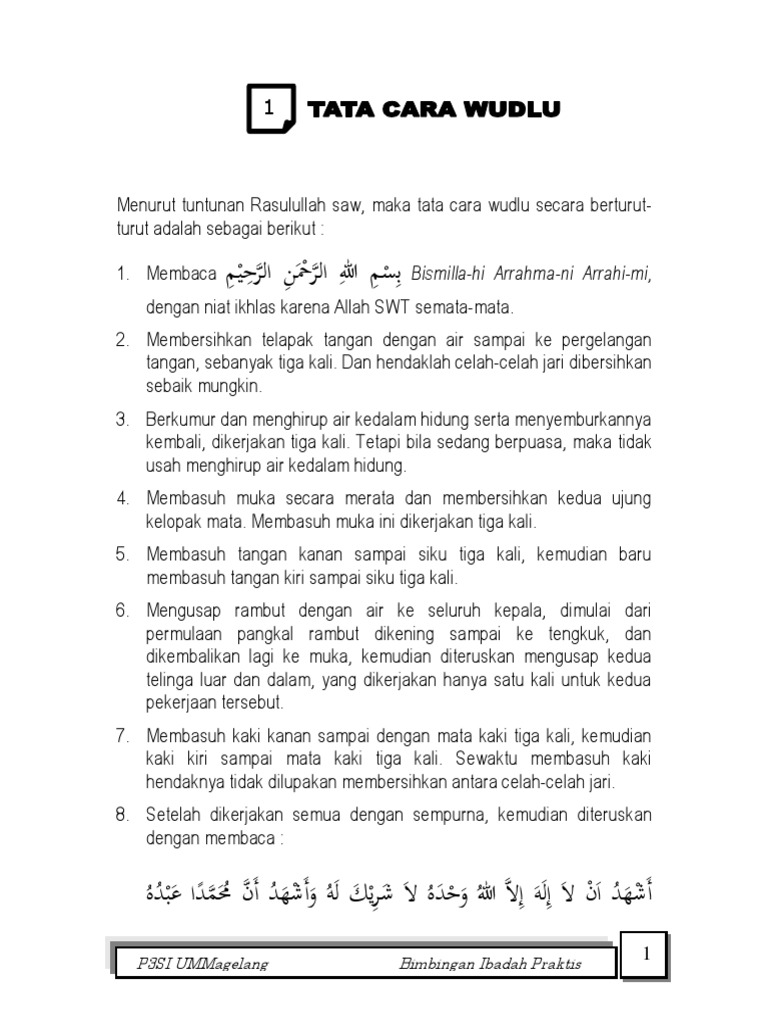 Bacaan Doa Setelah Wudhu Menurut Muhammadiyah