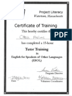 Chris Helms' tutor training certificate